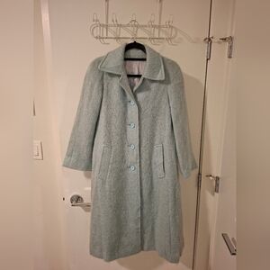 Auckie Sanft Elegant Baby Blue 100% Virgin Wool Women's Winter Coat (Size XS/S)